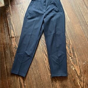Zara Navy Cropped Tapered Ankle Pants
